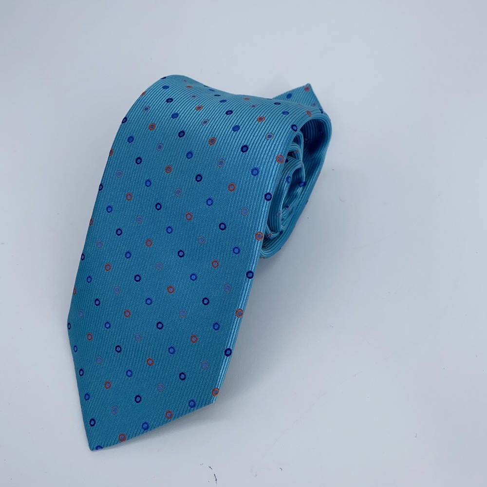 Eton Tie Mens One Size Blue Patterned Silk Classic Luxury Necktie Made in Italy